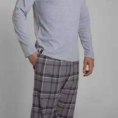 MONARCH - Pijama Algodón Manga Larga Pantalón Cuadros Hombre