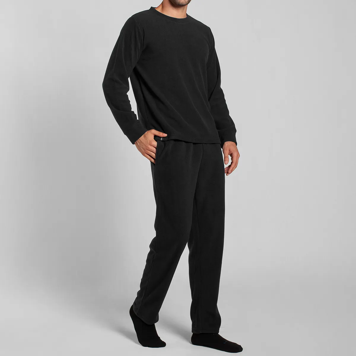 MONARCH - Pijama Polar Manga Larga Pantalón Liso Hombre Monarch