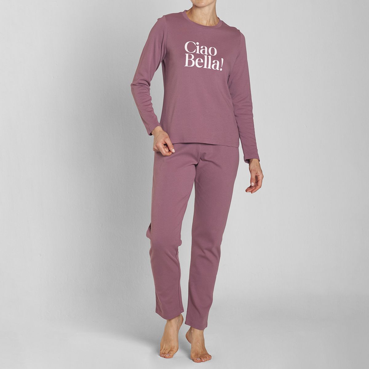 MONARCH - Pijama Algodón Estampado Pantalón Liso Mujer Monarch