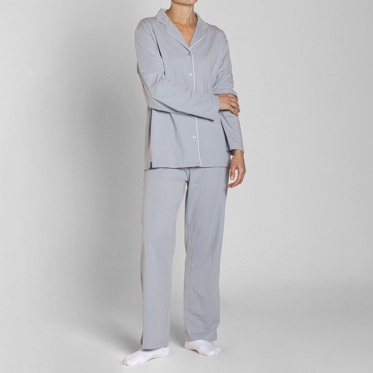MONARCH - Pijama Algodón Abotonado Pantalón Liso Mujer Monarch