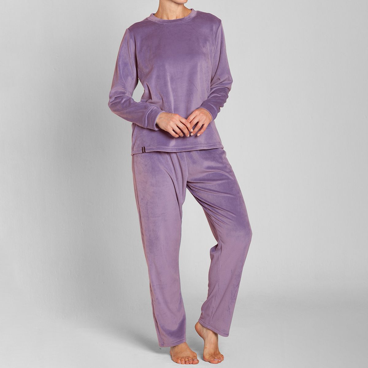 MONARCH - Pijama Plush Cuello Polo Pantalón Liso Mujer Monarch