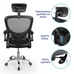 GENERICO - Silla de Oficina Ergonómica, Tapicería Cómoda con ruedas Color Negro Material del tapizado Mesh