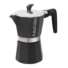 STERN - Cafetera Moka de aluminio negra 6 tazas