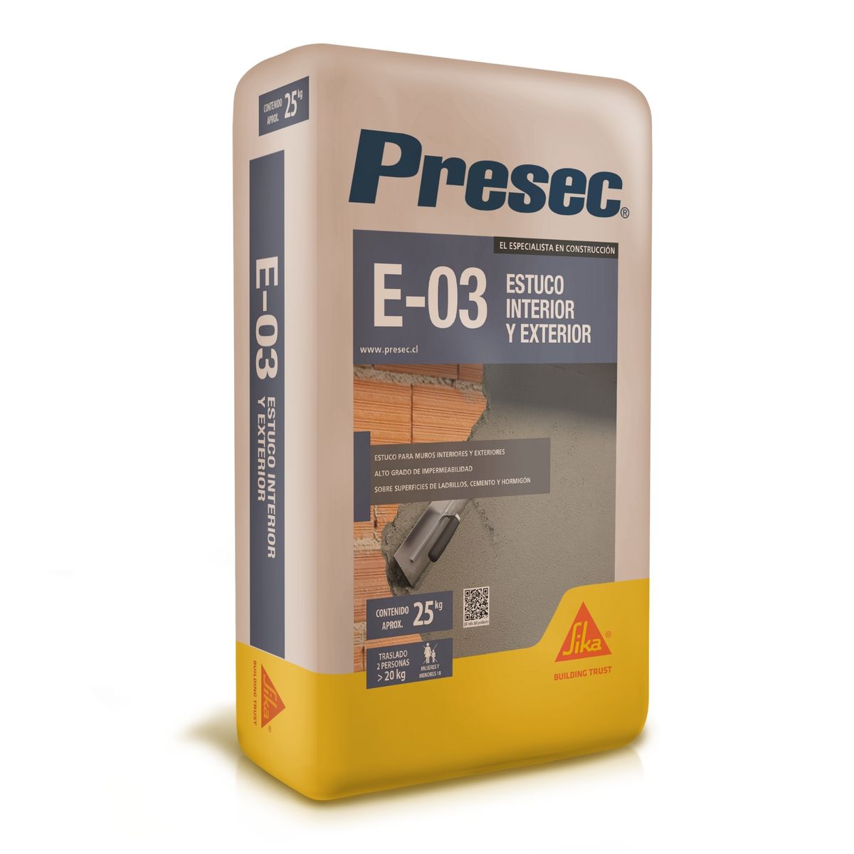 PRESEC - Presec E03 Estuco Muro Interior Y Exterior 25kg