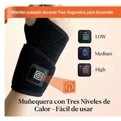 MOVI - Muñequera con Tres Niveles de Calor - Calentador de Muñeca Alivio del Dolor, Tendinitis y Esguinces