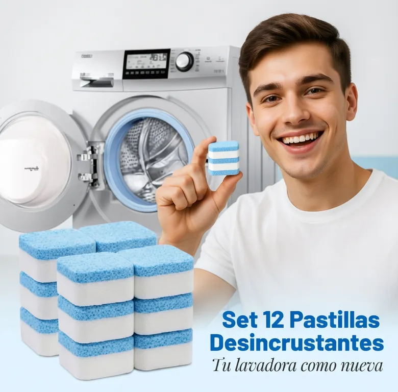 MOVI Set 12 Pastillas para Limpiar Lavadora - Limpiador Profundo de Tambor y Desincrustante