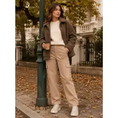 PANAMA JACK - Pantalón Mujer Cargo Vestir Casual Marrón Claro