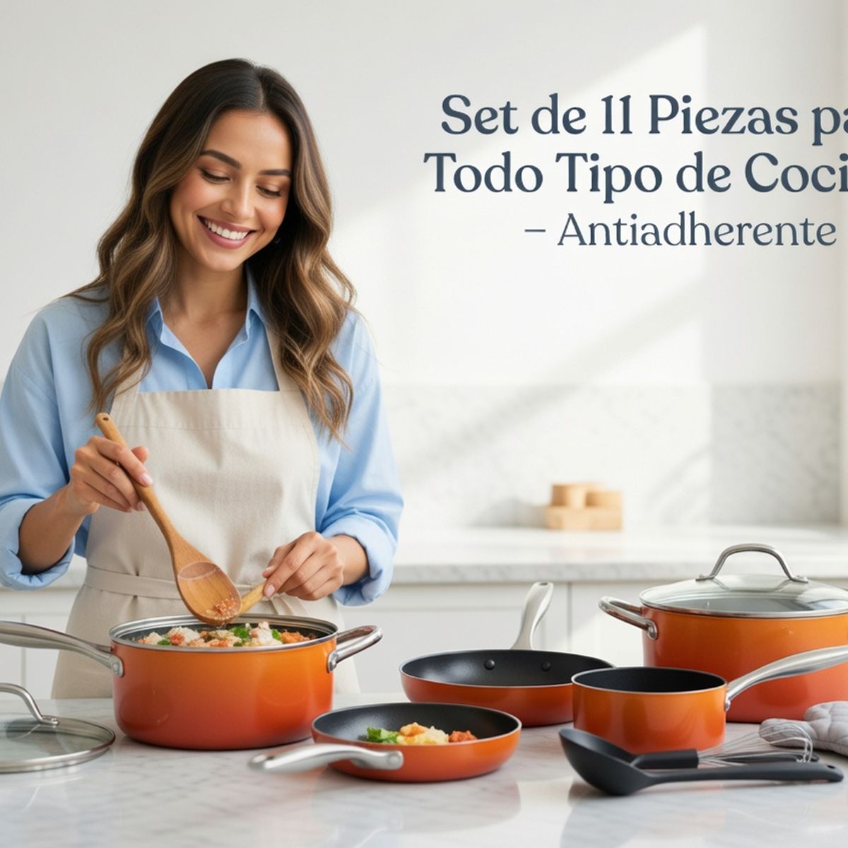 MOVI - BATERIA DE COCINA 11 PIEZAS, PARA TODO TIPO DE COCINAS, INDUCCION, ELECTRICA Y GAS