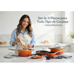 MOVI - BATERIA DE COCINA 11 PIEZAS, PARA TODO TIPO DE COCINAS, INDUCCION, ELECTRICA Y GAS