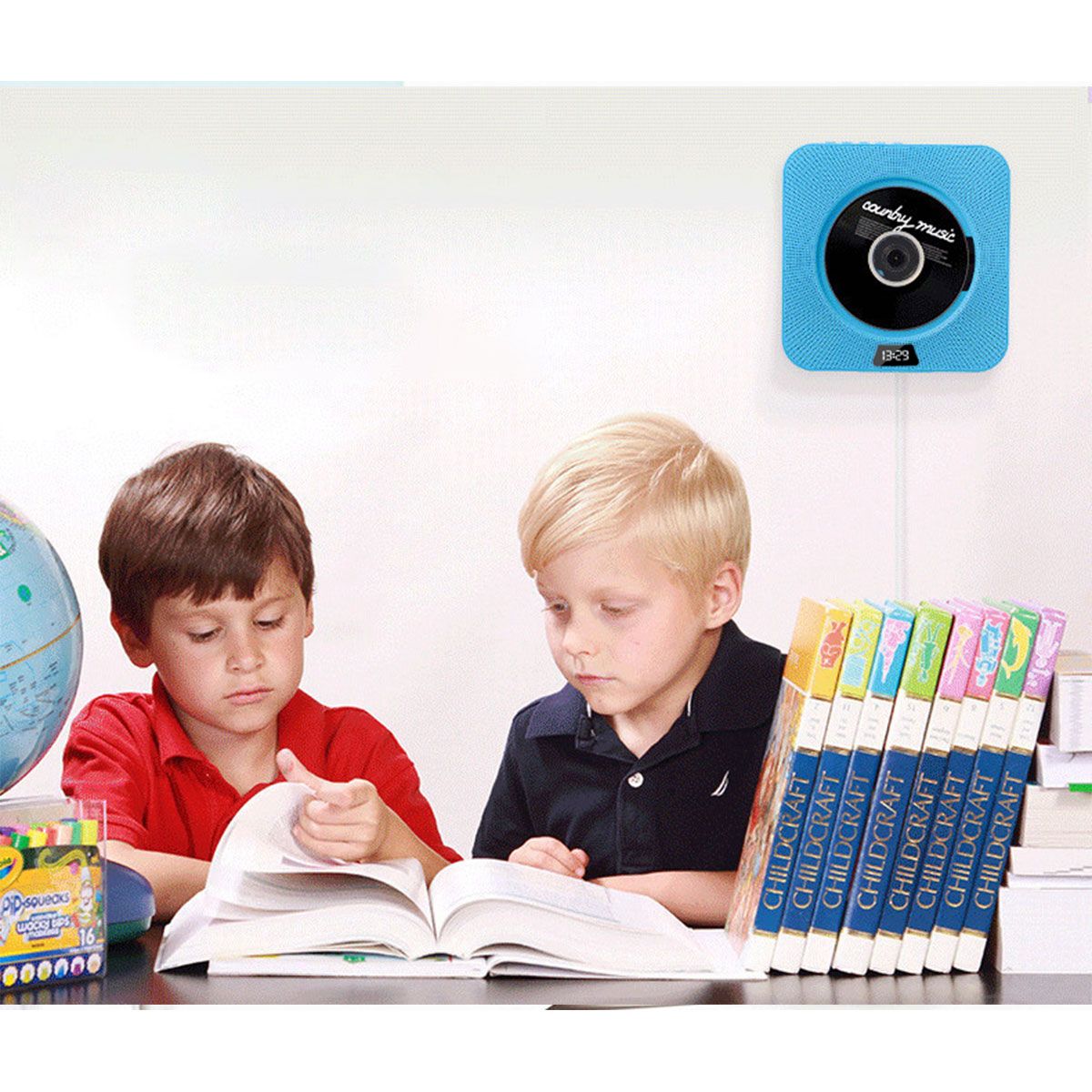 PUREPOWER - Reproductor de CD portátil con Bluetooth y Pantalla LCD para montar en la pared Soporte CDMP3AUX