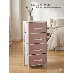 GENERICO - Cajonera Organizadora 4 Niveles Con Cajones De Tela - Mueble Compacto Para Dormitorio y Hogar
