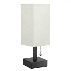 GENERICO - Lámpara para Decoración de Escritoriovelador con Cargador Estructura Negro Pantalla Beige