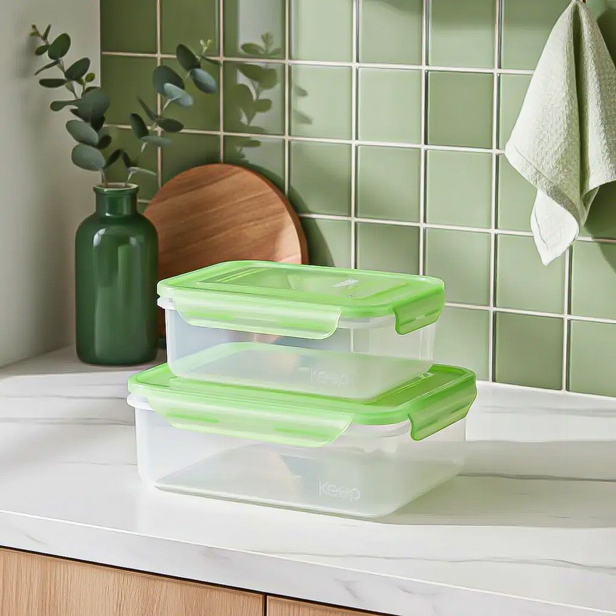 KEEP - Set 2 Taper Keep Contenedor De Alimentos Tupper Plastico Tup Naranja