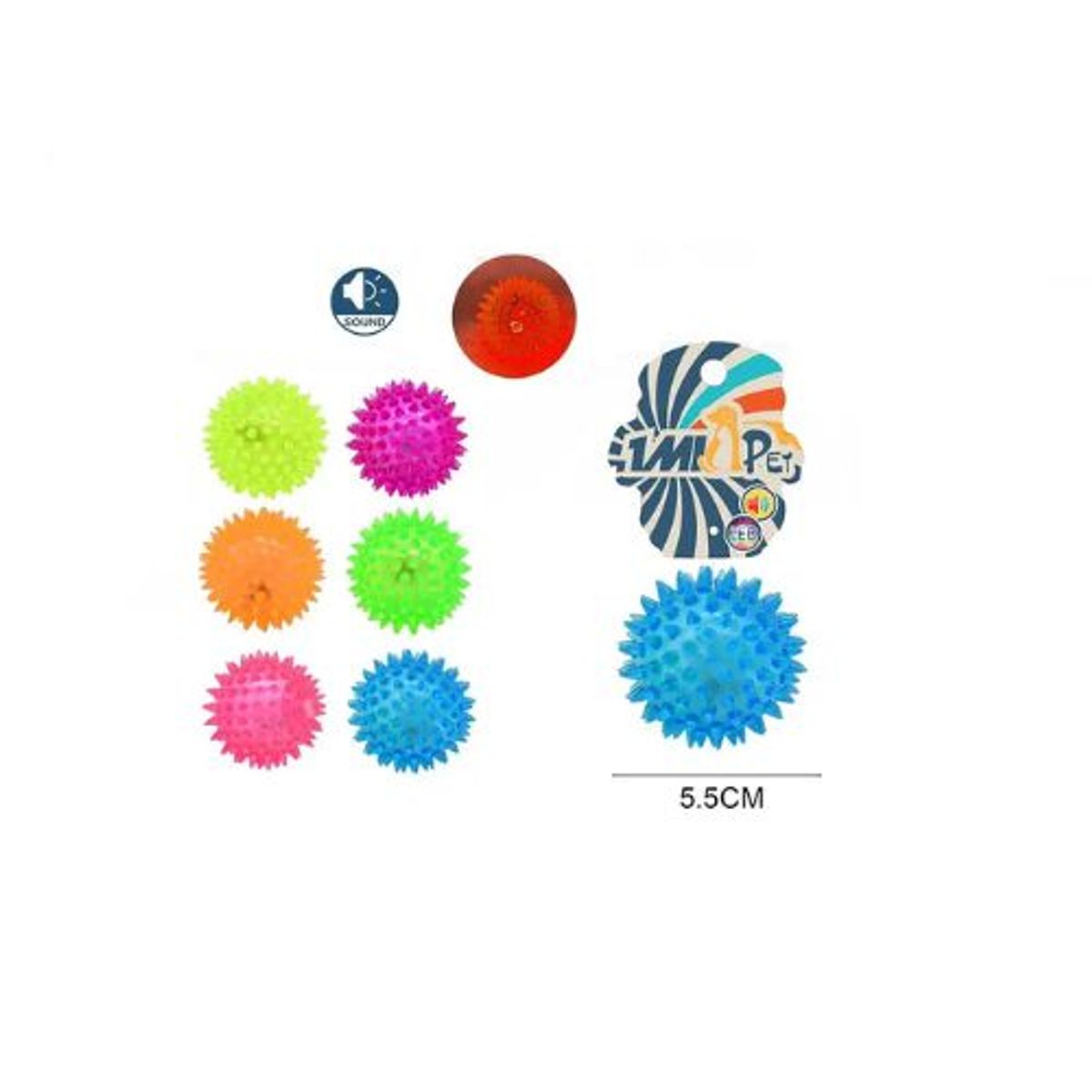 GENERICO - PELOTA JUGUETE PARA PERROS CON LUCES Y SONIDO 5.5CM