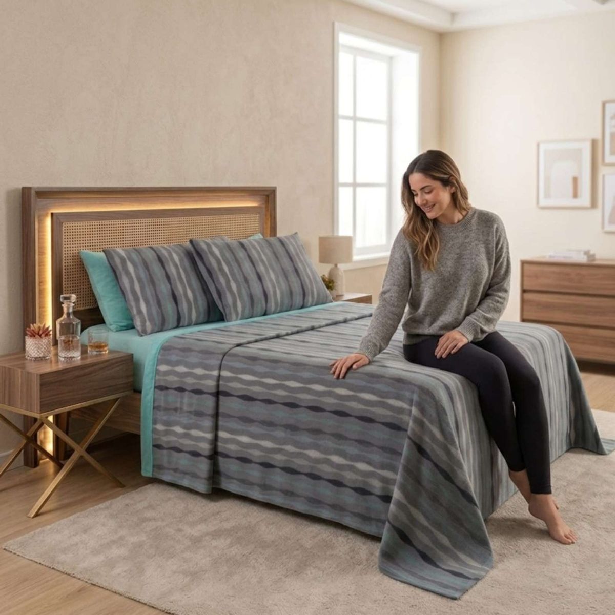 GENERICO - Juego de Sabanas de Polar King Diseños Estampados Invierno