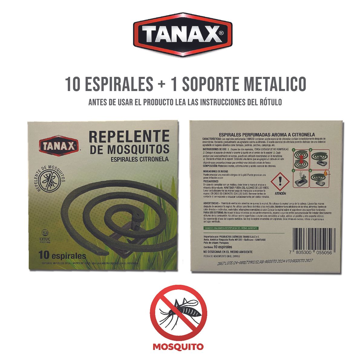TANAX - REPELENTE CITRONELA 5X2 ESPIRAL TANAX