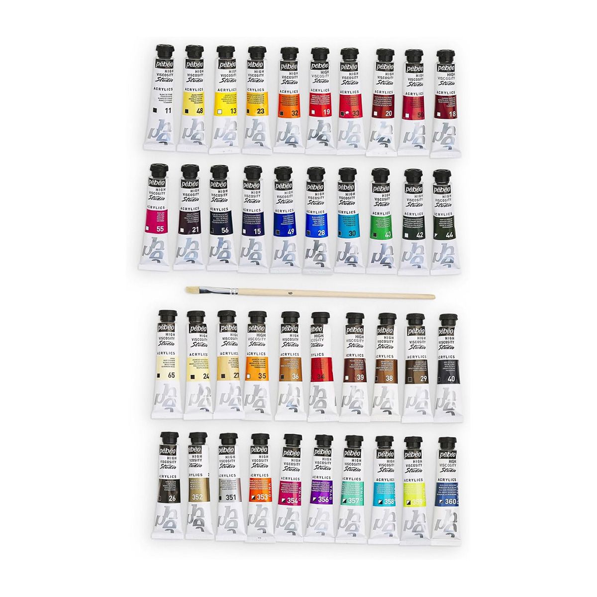 PEBEO - Set 40 Acrílico Pebeo Studio Colores 20ml + Pincel