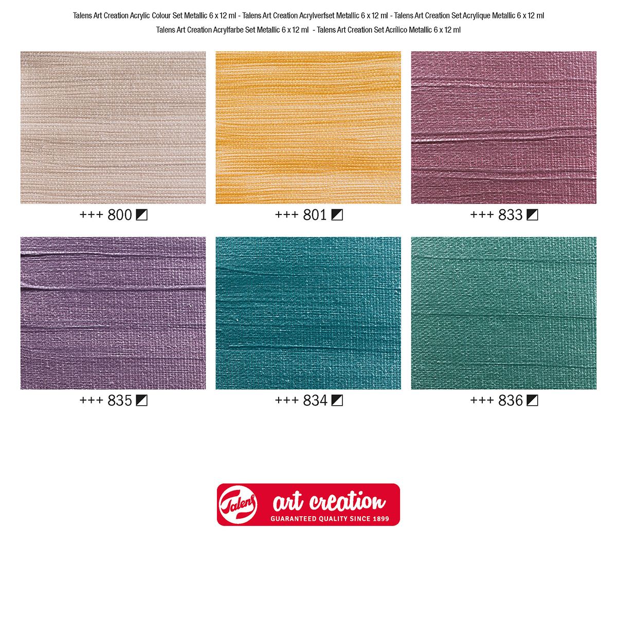 ART CREATION - Acrílicos Art Creation Set 6 Colores 12ml Metálicos