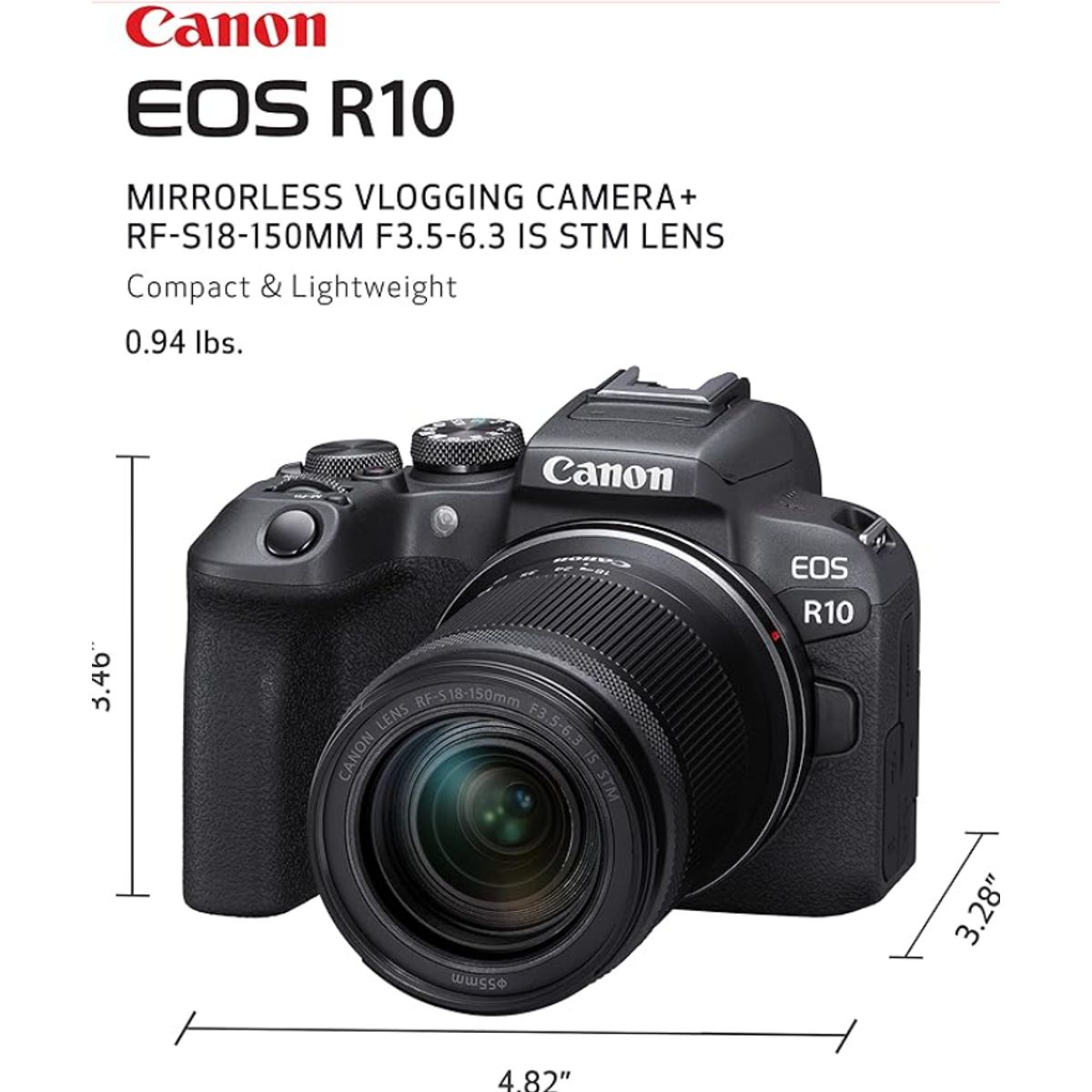 CANON - Cámara Canon EOS R10 mirrorless APS‑C con lente RF‑S 18‑150MM IS STM 5331C016