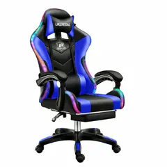 GENERICO - Silla Gamer Luz Rgb Parlante Reposapiés Masajeador Lumbar Variedad de Colores