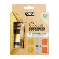 PEBEO - Set 3 Acrílico Origin Colores Metálicos 60ml