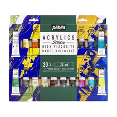 PEBEO - Set 20 Acrílico Studio Colores 20ml + Pincel