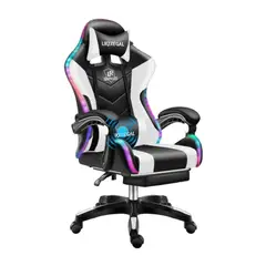 GENERICO - Silla Gamer Luz Rgb Parlante Reposapiés Masajeador Lumbar Variedad de Colores