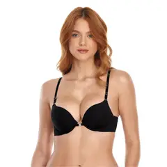 ST EVEN - Sostén Push Up Alto Broche Frontal Escote Profundo Tirantes Multifuncional