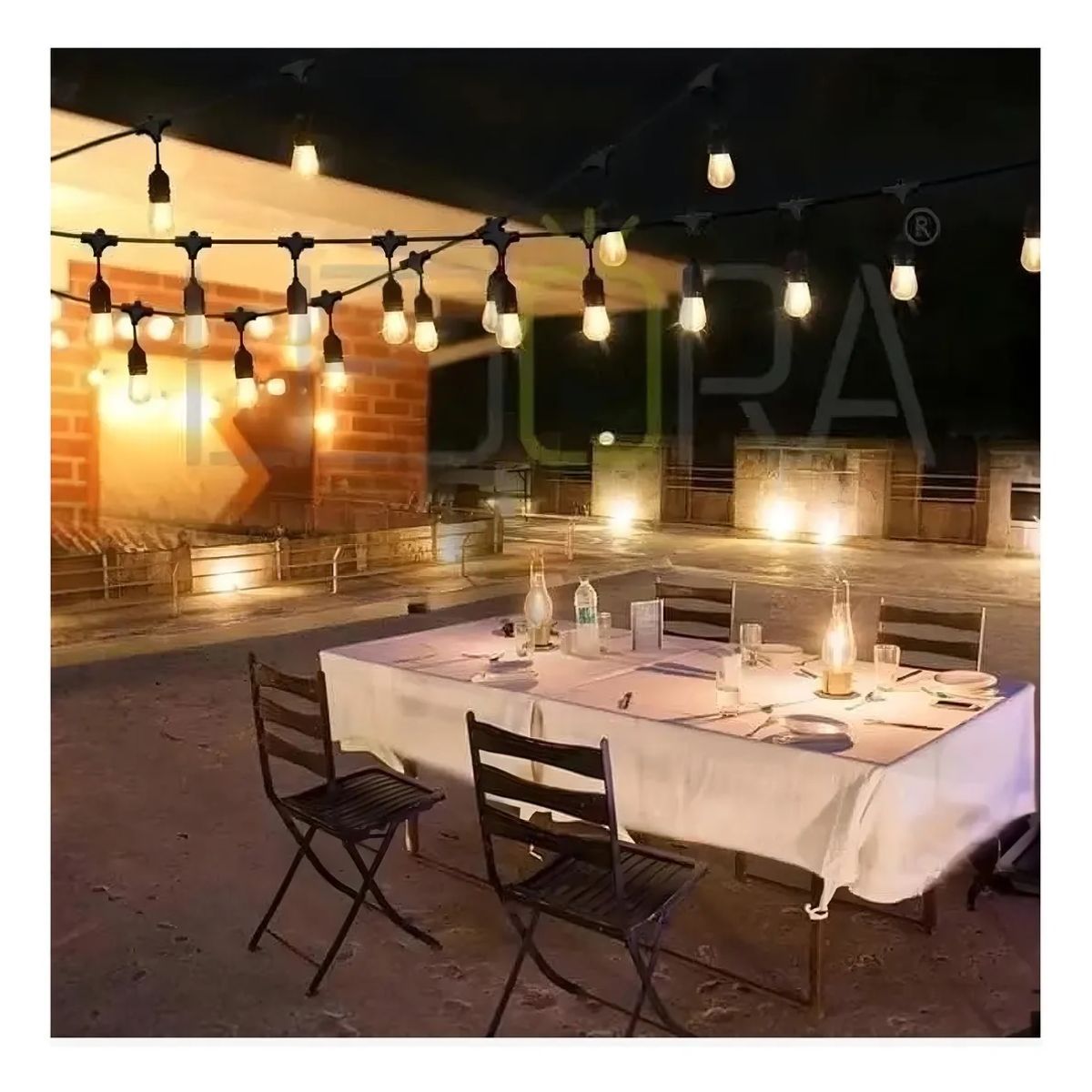 OEM - Guirnalda Solar Led 10 Metros Panel Con 10 Ampolletas Led Luces Luz Cálida
