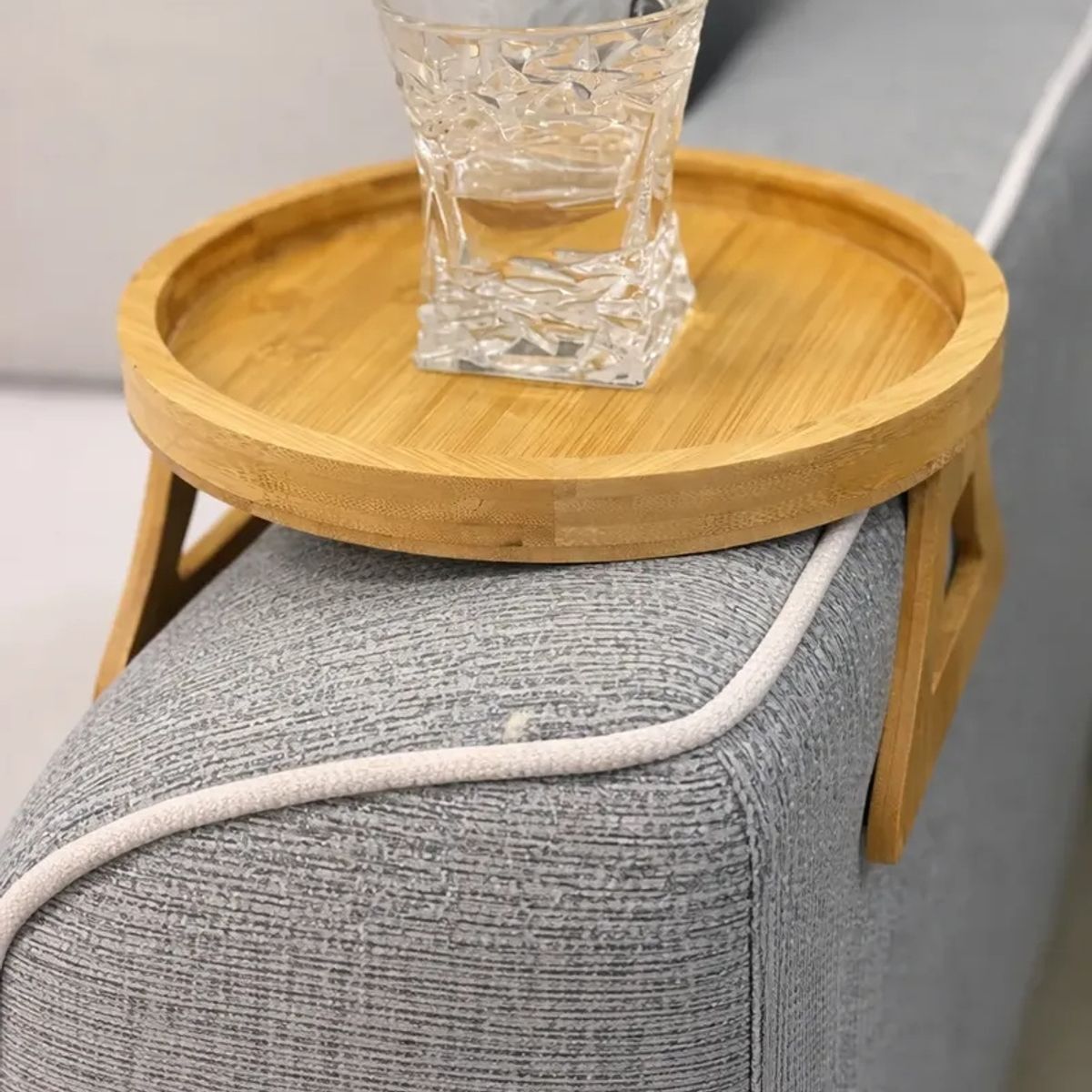 GENERICO - Bandeja Sofa Bambú Porta Vasos Reposabrazos Antideslizante Bandeja Sofa Bambú Reposabrazos Bebidas