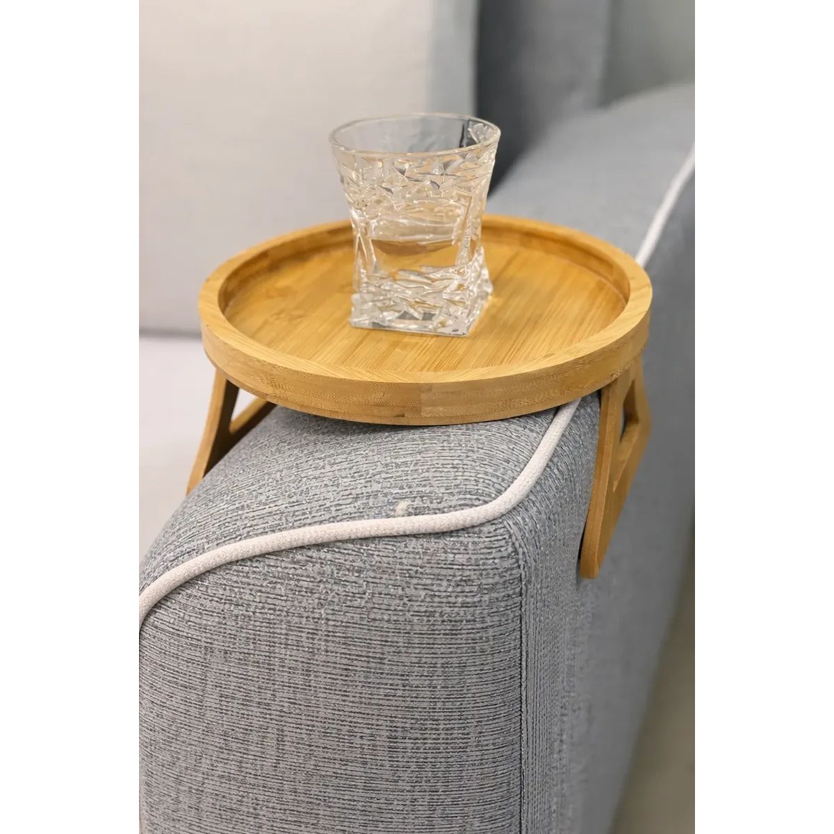 GENERICO - Bandeja Sofa Bambú Porta Vasos Reposabrazos Antideslizante Bandeja Sofa Bambú Reposabrazos Bebidas