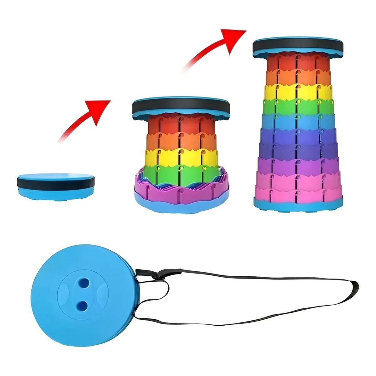 GENERICO - Piso Telescópico Plegable Portátil Silla Retráctil Ajustable