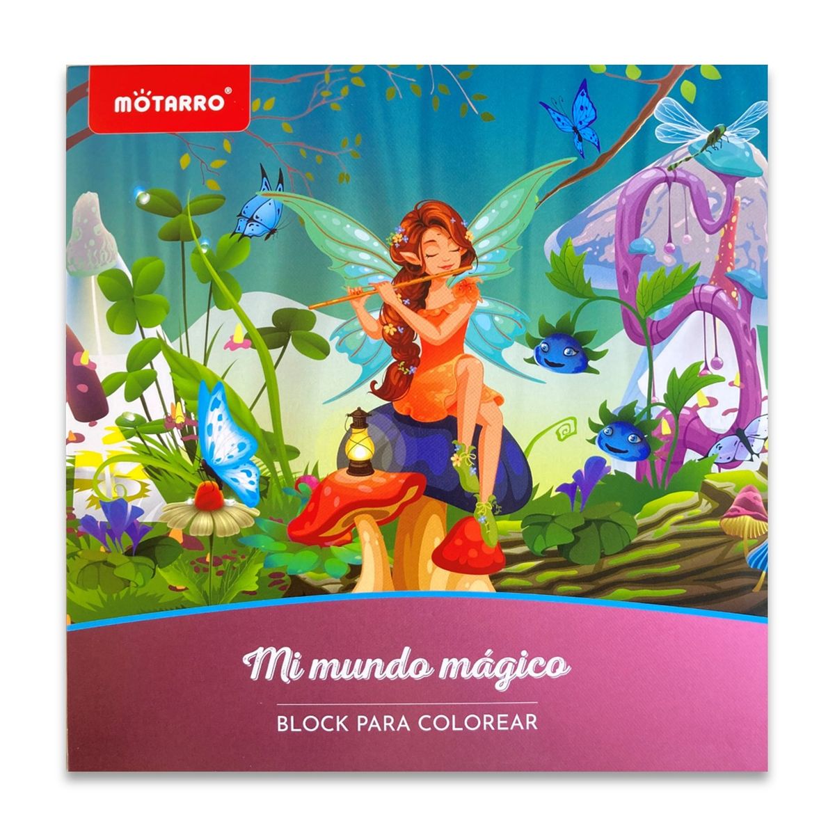 MOTARRO - Libro - Block para colorear - Mi mundo mágico + 24 lápices pastel