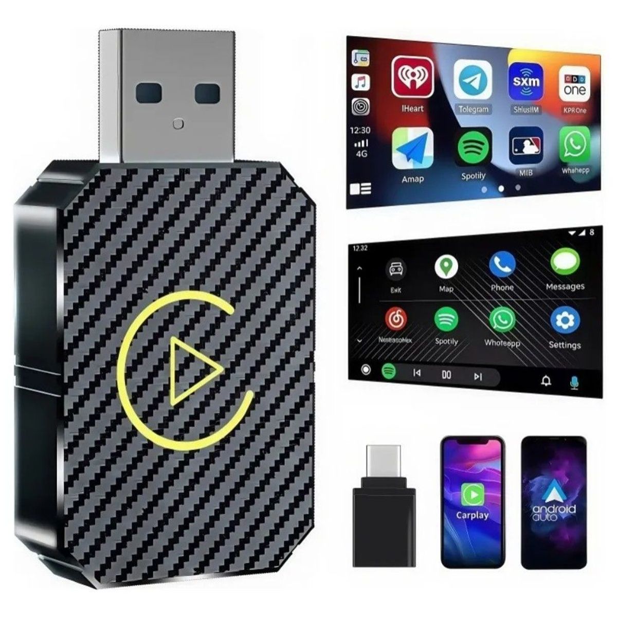 GENERICO - Carplay Adaptador Inalámbrico 2 En 1 Para iPhone Y Android