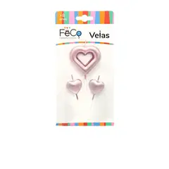 GENERICO - VELA CORAZON ROSE GOLD X1 SET