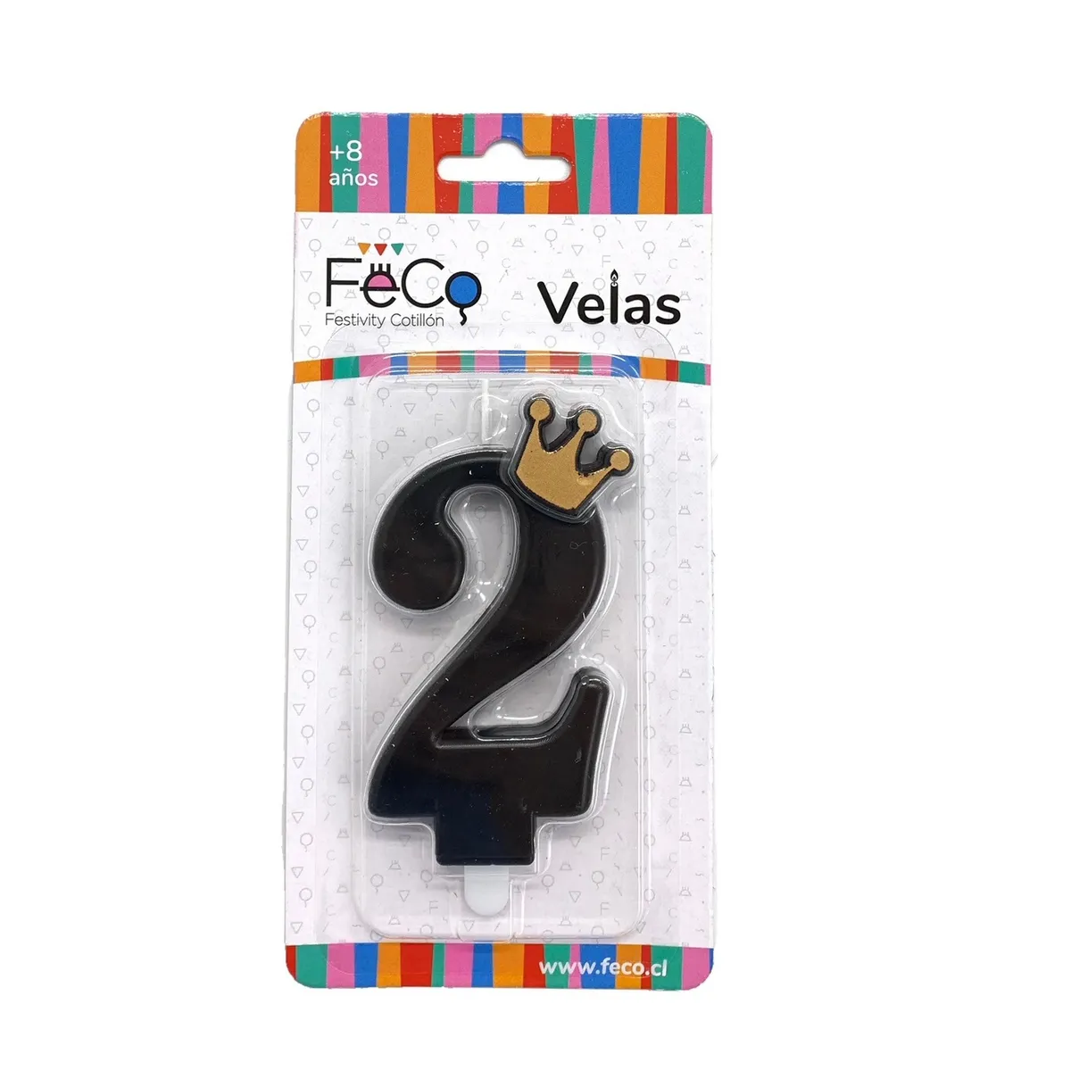 GENERICO - VELA CORONA NUMERAL 2 X1 UNI