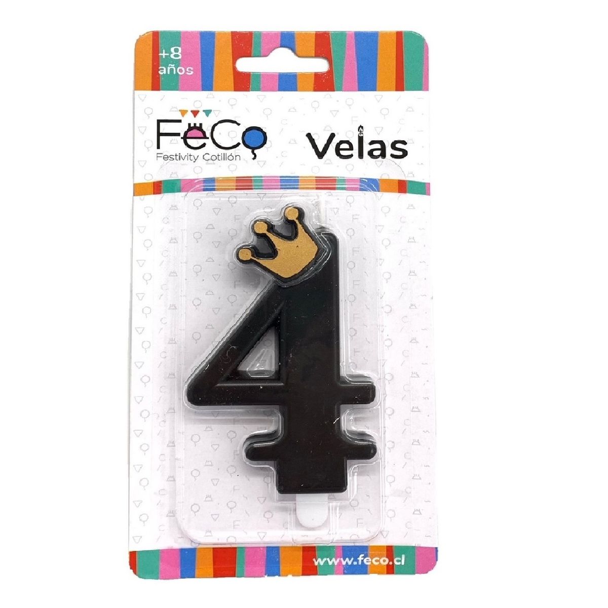 GENERICO - VELA CORONA NUMERAL 4 X1 UNI