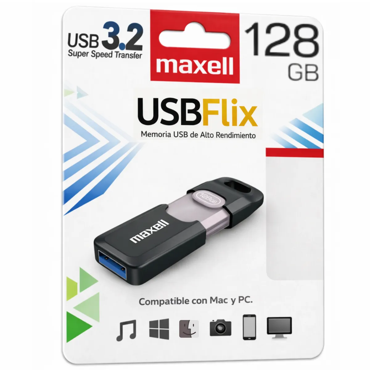 MAXELL - Pendrive Maxell Flix 128GB USB 3.2 High Speed
