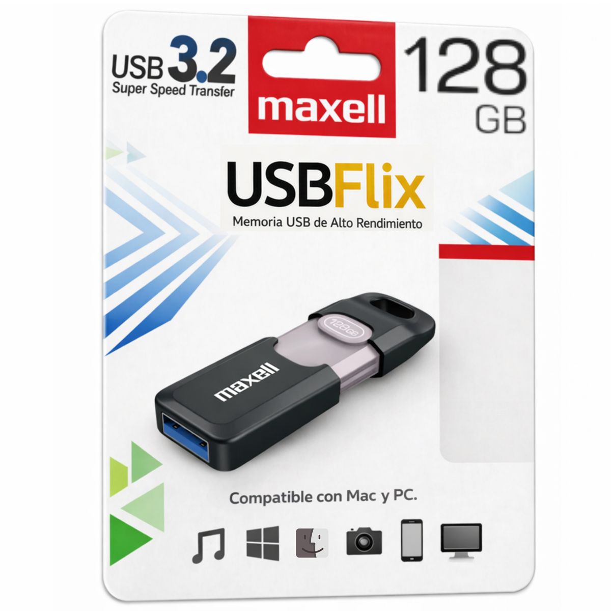 MAXELL - Pendrive Maxell Flix 128GB USB 3.2 High Speed