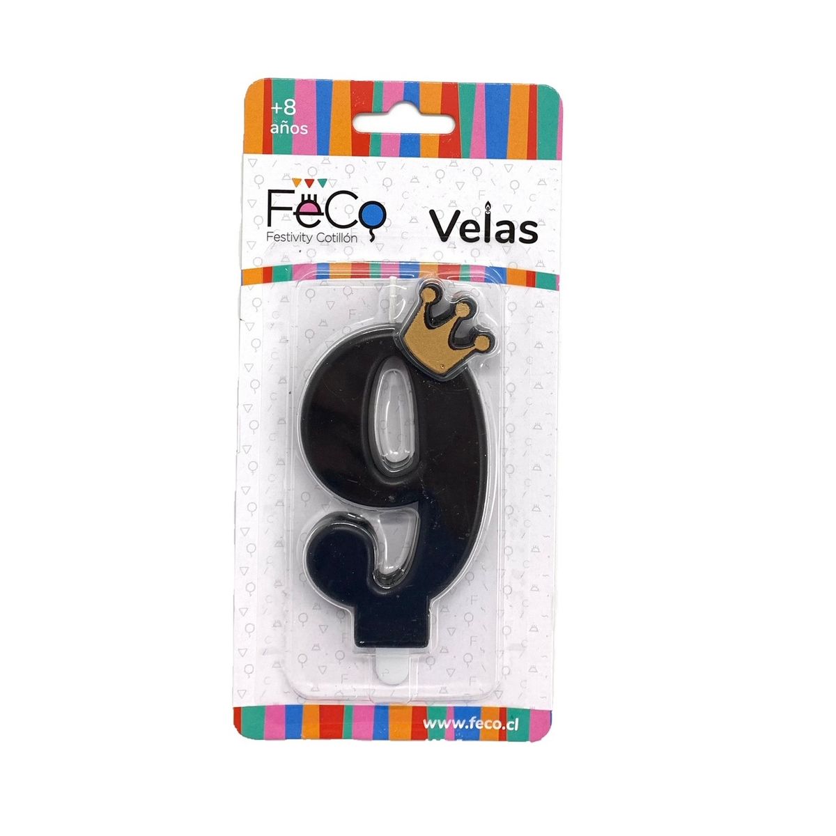 GENERICO - VELA CORONA NUMERAL 9 X1 UNI