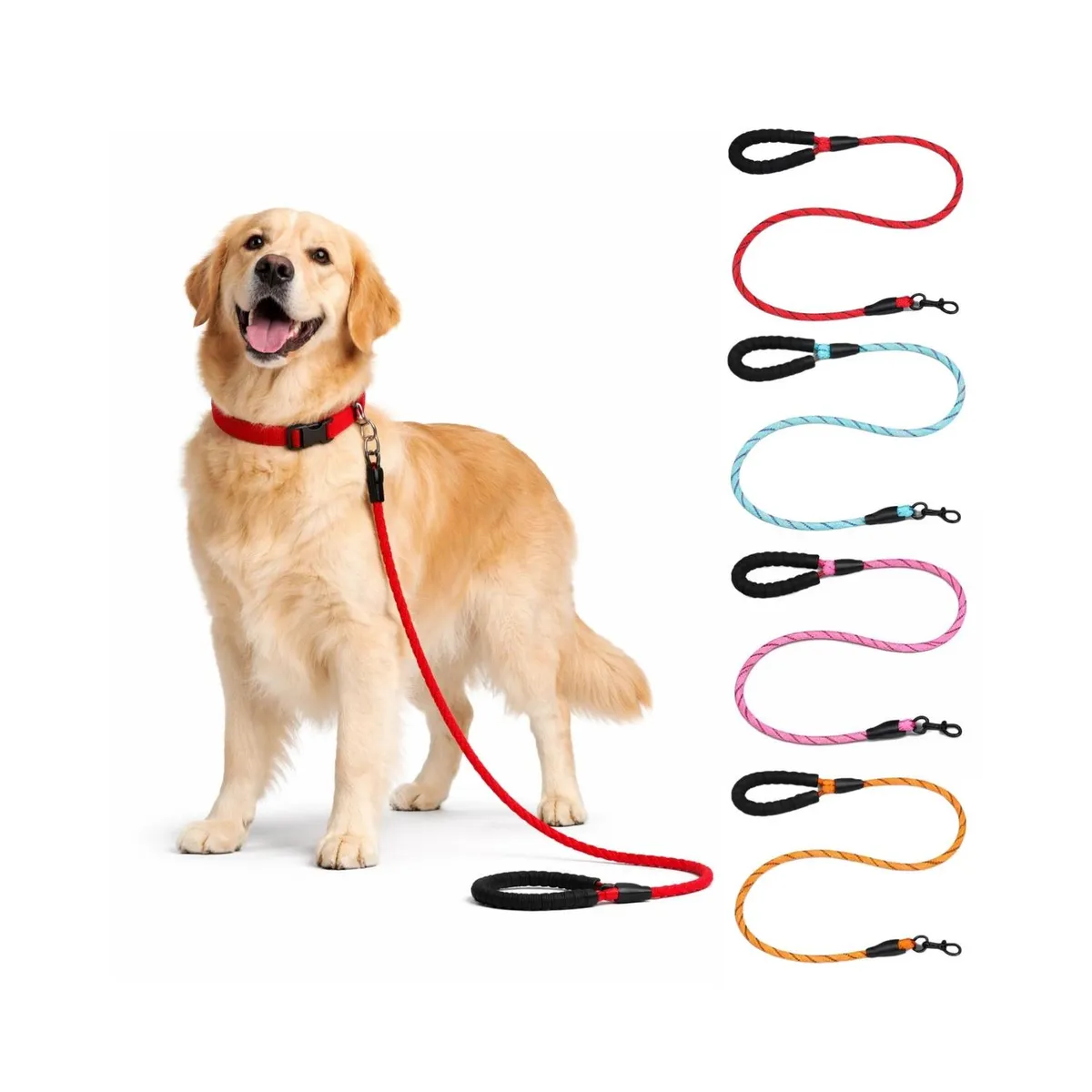 GENERICO - Correa Redonda Perro 1.2 m Resistente Antideslizante - Rojo