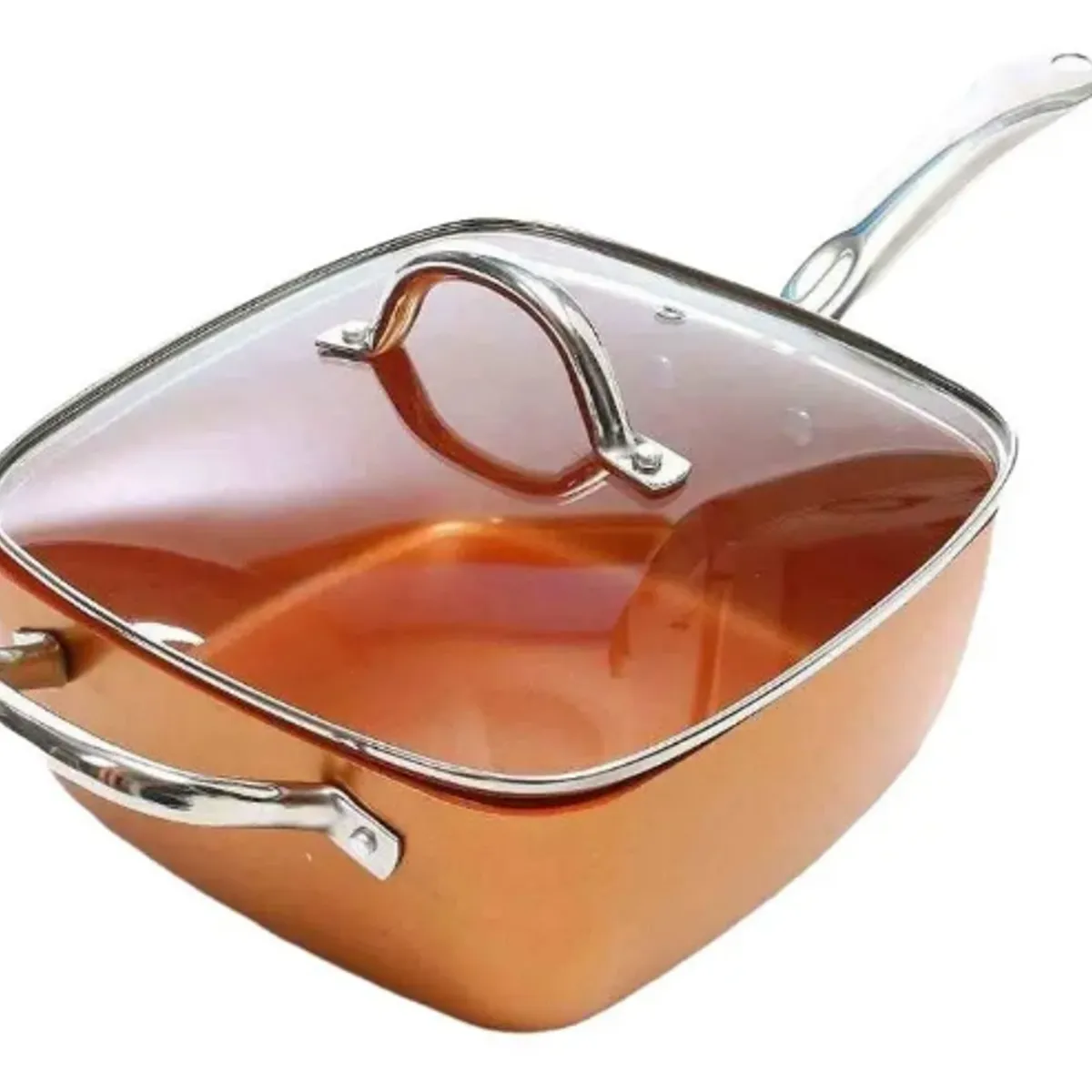 GENERICO - Olla De Acero Inoxidable Paila De Cobre Antiadherente 4 Pzas