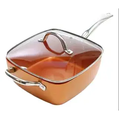 GENERICO - Olla De Acero Inoxidable Paila De Cobre Antiadherente 4 Pzas