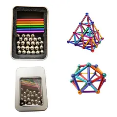 GENERICO - Juego barras y esferas magnéticas multicolor
