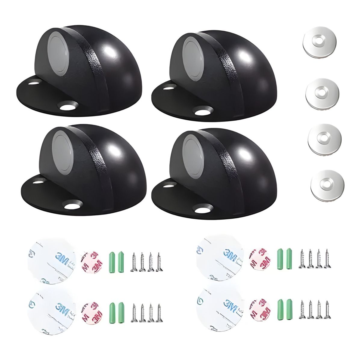 GENERICO - Pack 4 topes magnéticos para puerta negro
