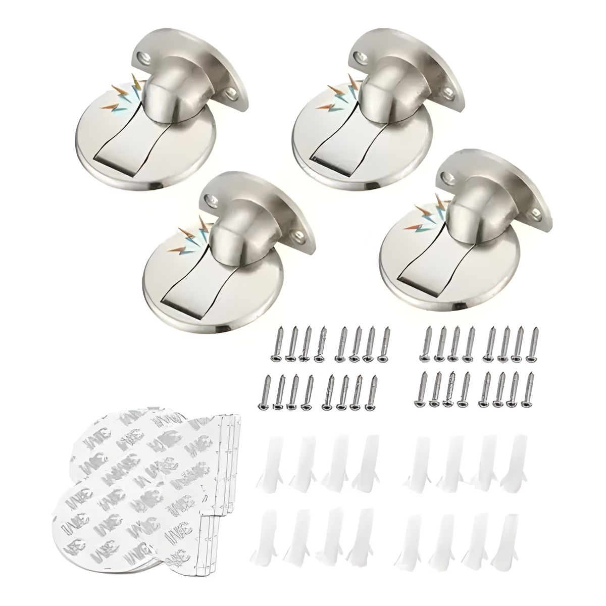 GENERICO - Pack 4 topes magnéticos para puerta acero inoxidable