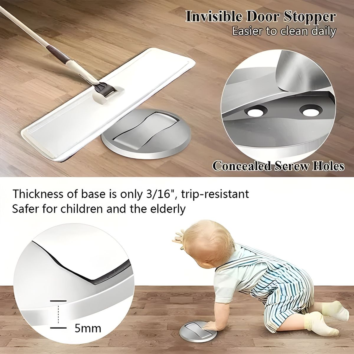 GENERICO - Pack 4 topes magnéticos para puerta acero inoxidable