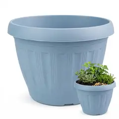GENERICO - Pack 50 Maceteros Plástico Redondo Azul Grey 15 cm