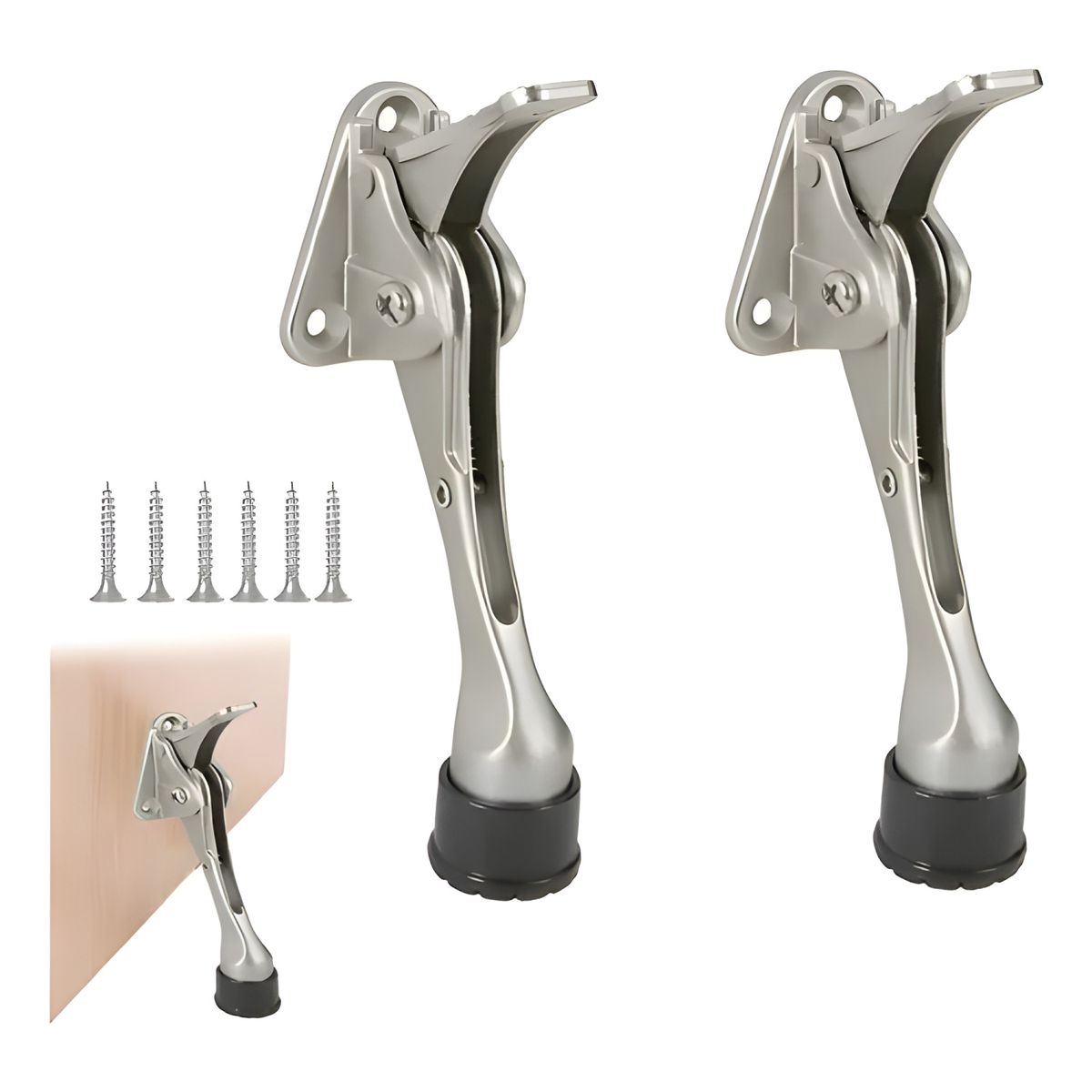 GENERICO - Pack 2 topes de puerta abatible plateado