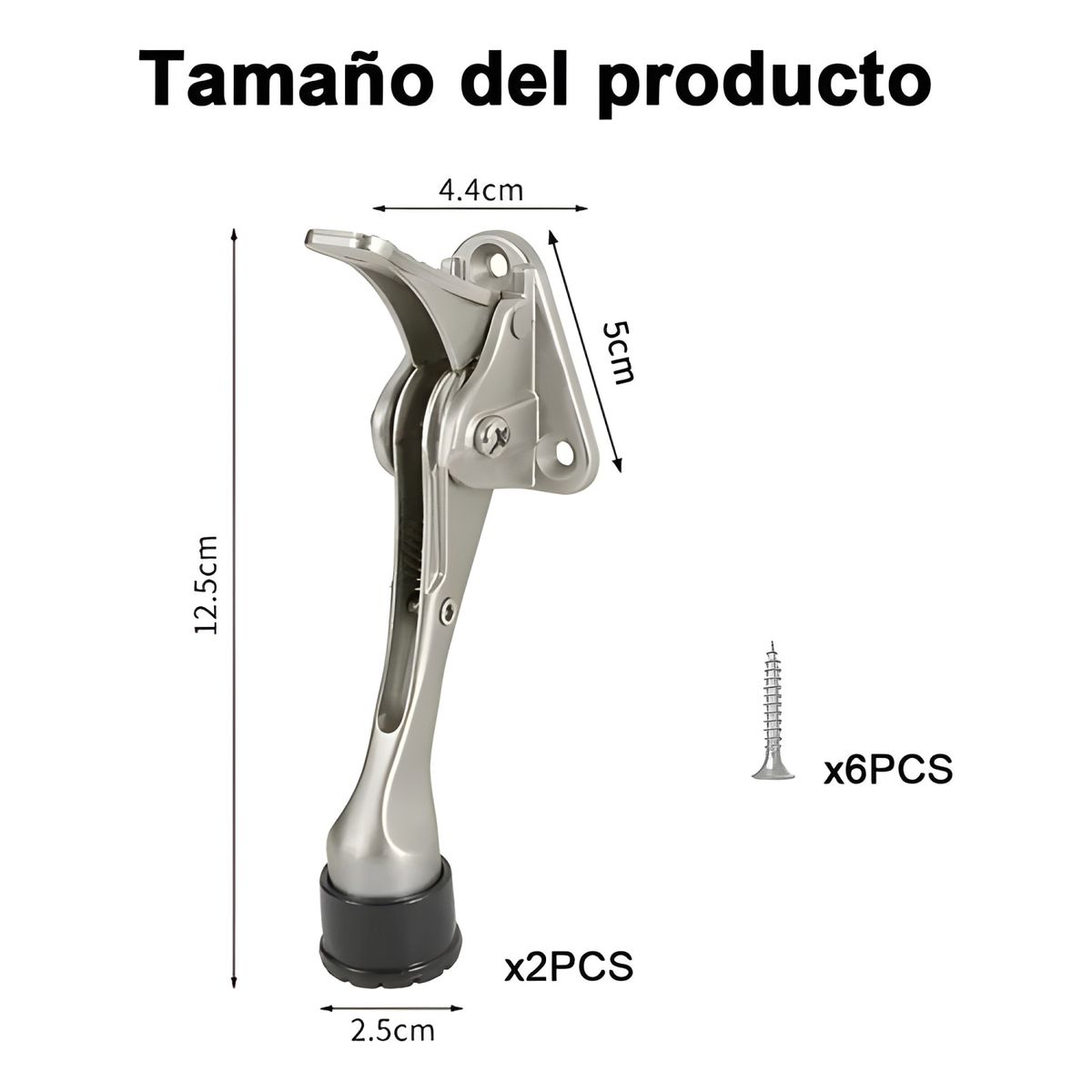 GENERICO - Pack 2 topes de puerta abatible plateado